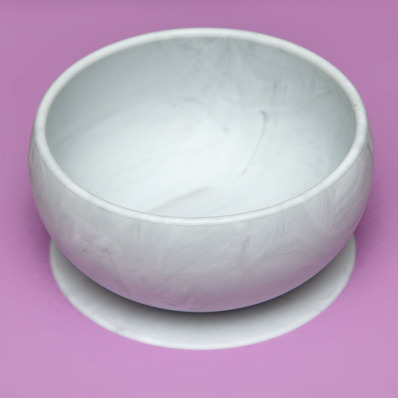 Marble Silicone Suction Dog Food & Water Bowl