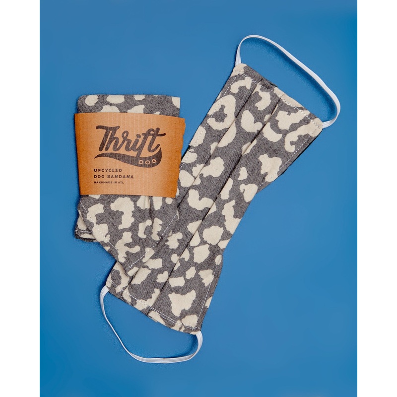 Matching Face Mask & Dog Bandana Set in Grey & Cream Leopard