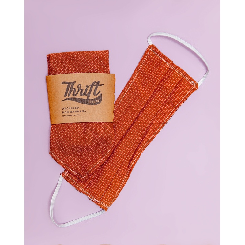 Matching Face Mask & Dog Bandana Set in Terra Cotta Check