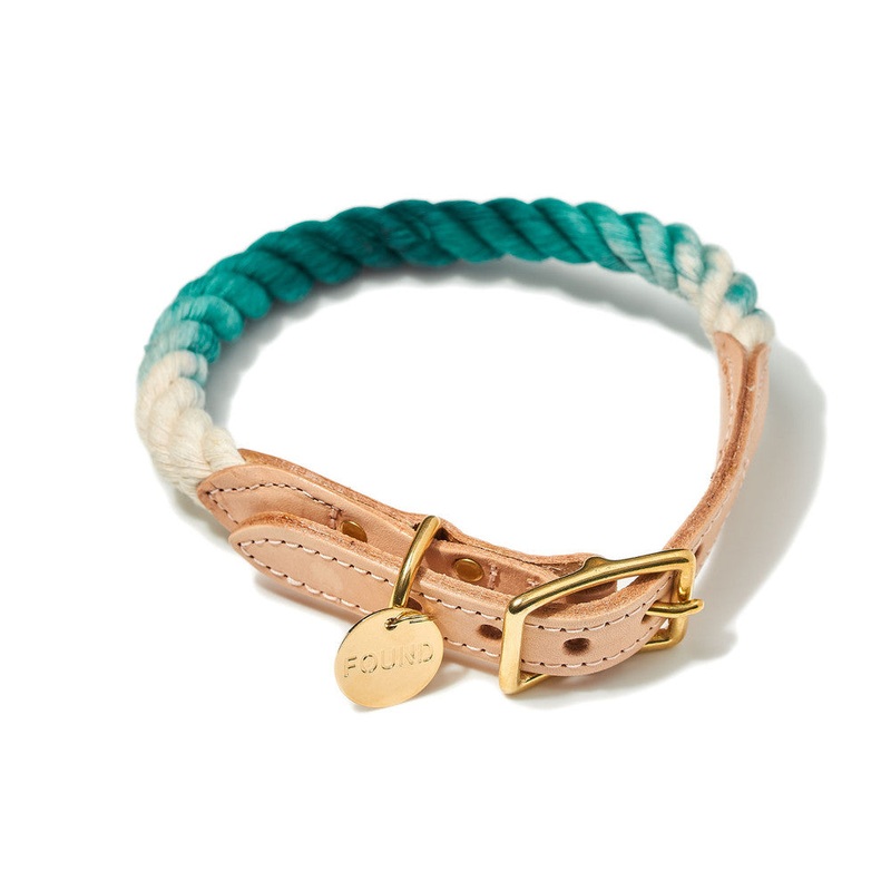 Rope Dog Collar in Teal Ombre|X Small|Small|Medium|Large|XLarge