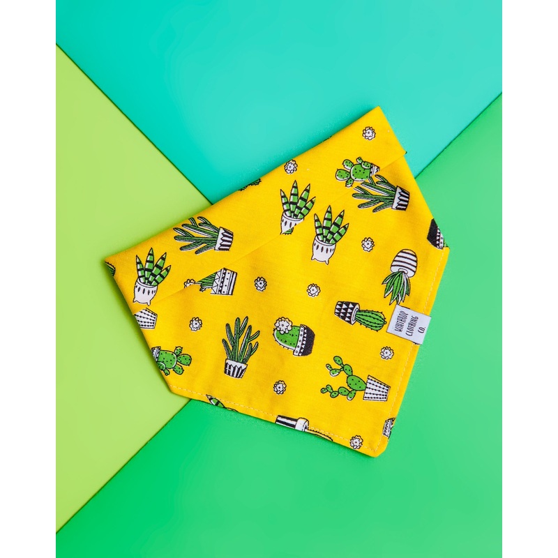 Snap-on Dog Bandana in Yellow Cactus (FINAL SALE)