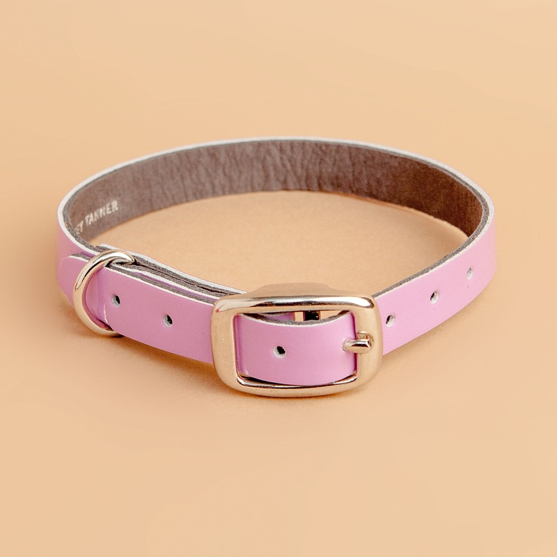 The Cleo Leather Tag Collar in Patent Lilac (Dog & Co. Exclusive)