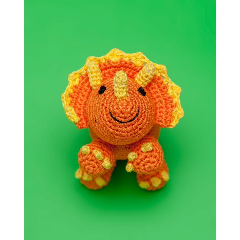 Triceratops Organic Knit Dog Toy