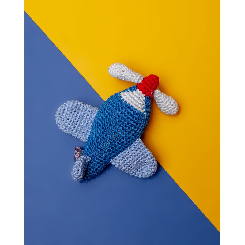 Airplane Squeaky Knit Dog Toy