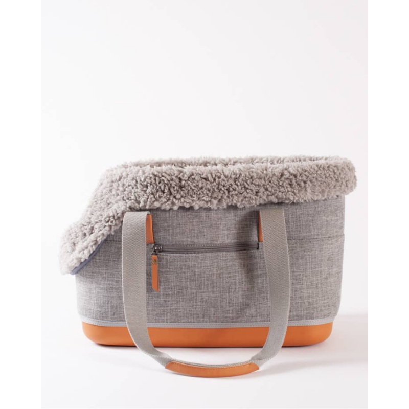 Cozy Grey Shearling Deluxe Dog Carrier