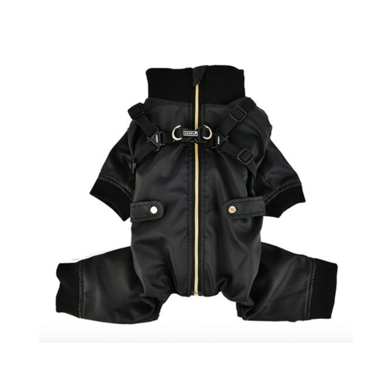 Garnett Winter Fleece Onesie with Harness in Black<< FINAL SALE >>