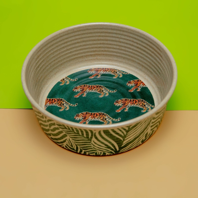Melamine Dog Bowl in Jade Safari