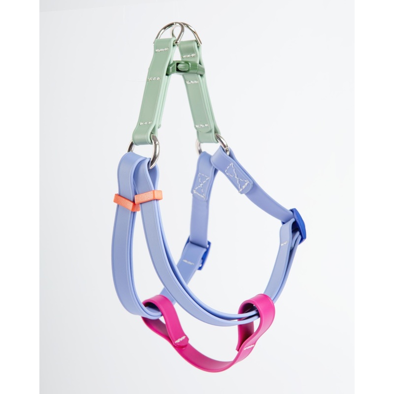 A Walk in the Park Waterproof Dog Harness in Magenta, Periwinkle, & Sage Green (Made in the USA)