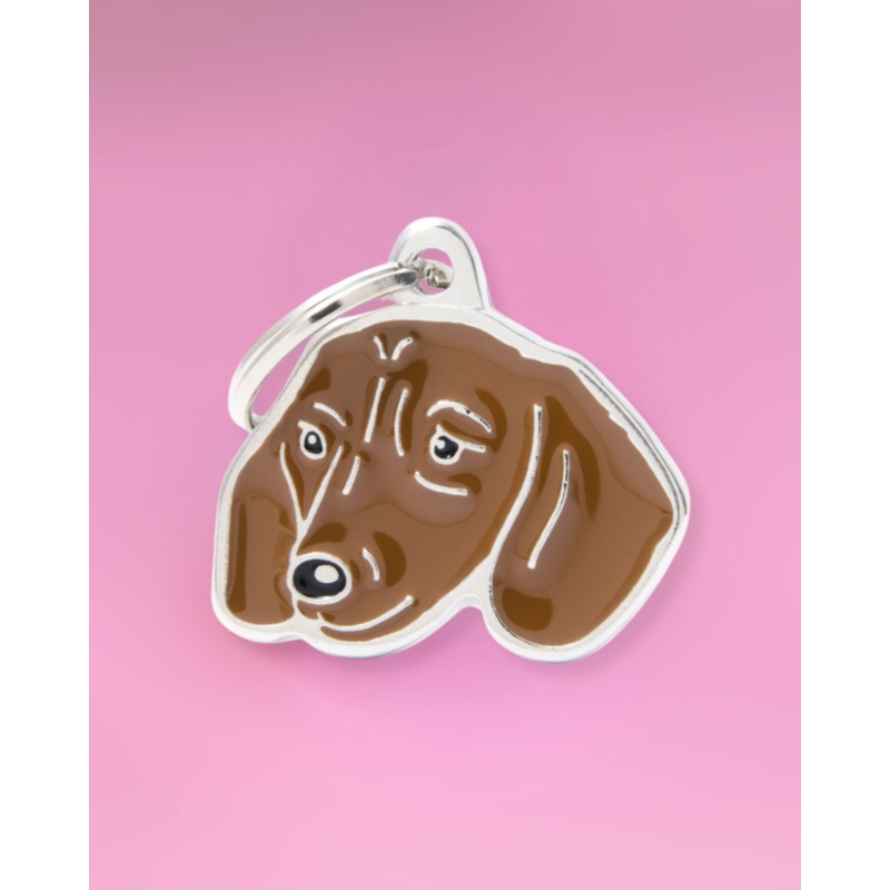 Brown Dachshund Custom Pet ID Tag