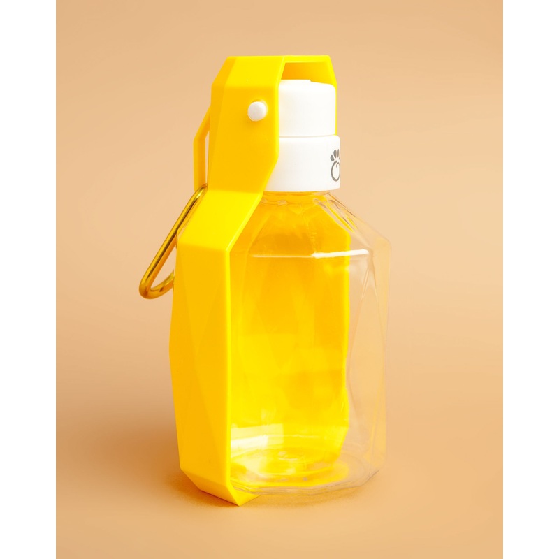 Dog Travel Water Bottle with Foldout Bowl in Yellow (FINAL SALE)