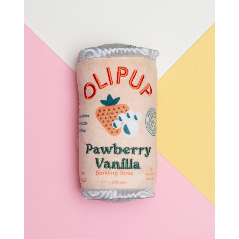 Olipup Pawberry Vanilla Squeaky Plush Dog Toy