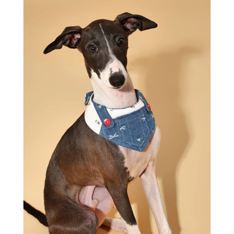 Reversible Denim Overalls Dog Bandana