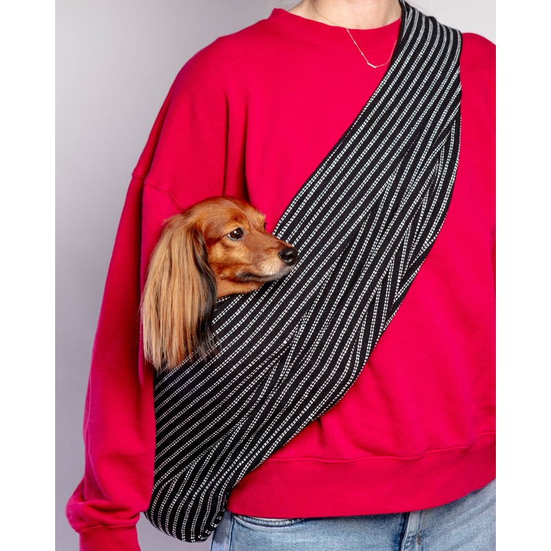 Black and White Pinstripe Woven Cotton Dog Sling