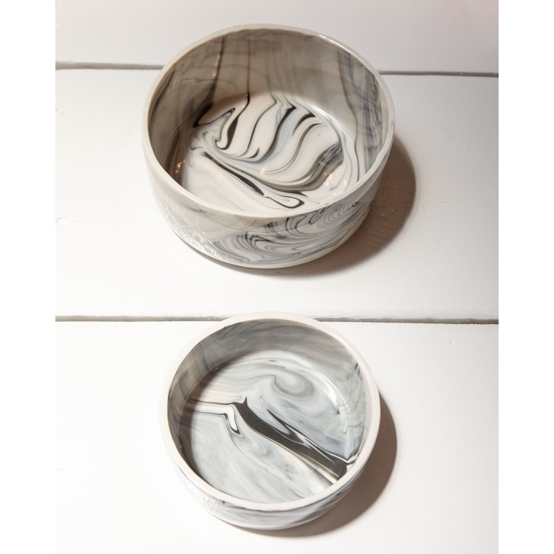 Handmade Ceramic Stormy Dog Bowl (Made in the USA)