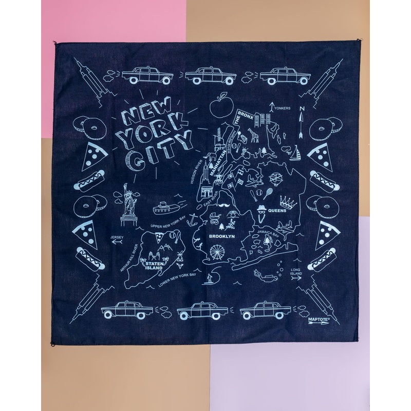 NYC Map Bandana in Navy (Made in the USA) << FINAL SALE >>