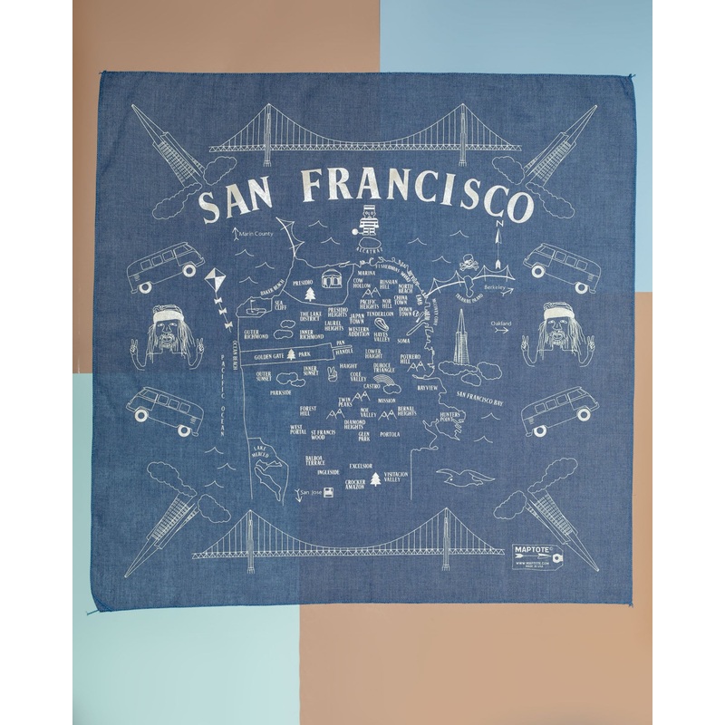SF Map Bandana in Light Blue (Made in the USA) << CLEARANCE >>