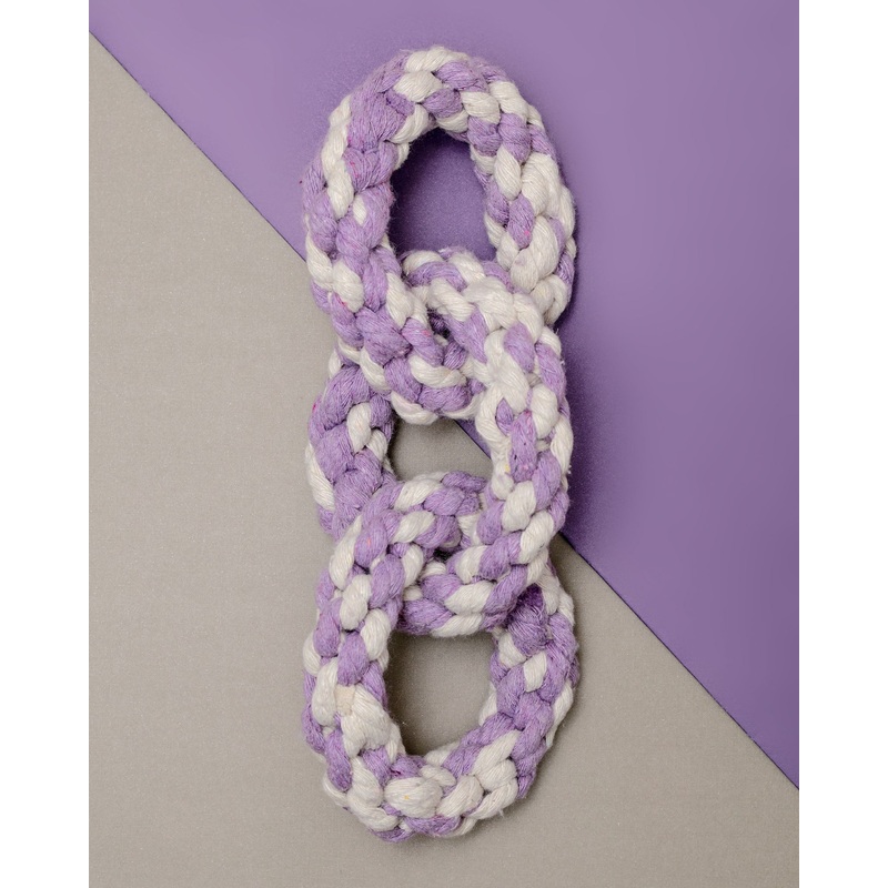 Triple Ring Rope Dog Toy in Lavender & White
