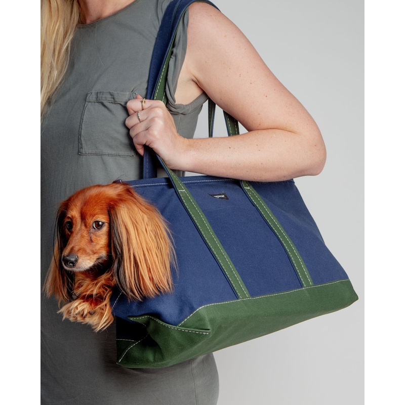Boat Canvas Dog Tote in Navy and Olive (Dog & Co. Exclusive – Made in the USA) << FINAL SALE >>