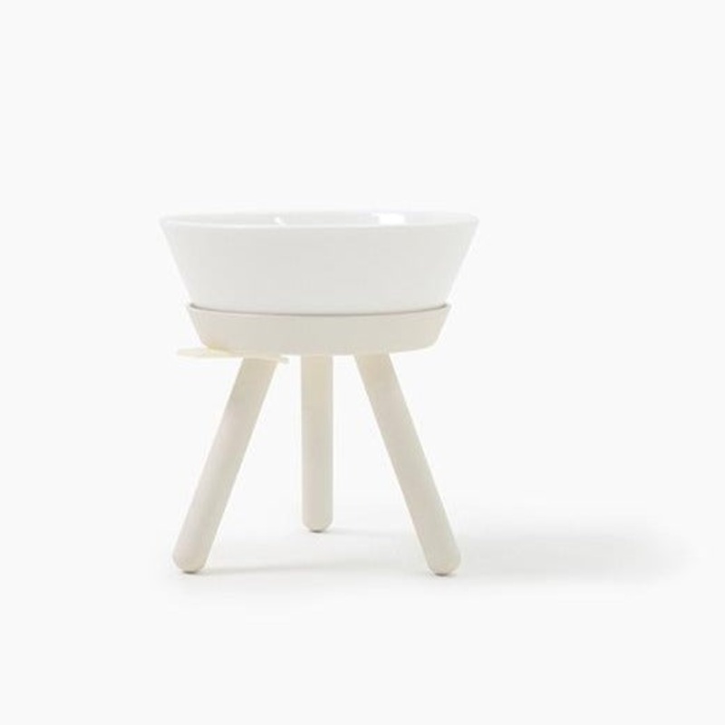 Elevated Oreo Ceramic Dog Bowl + Stand in White (Tall)