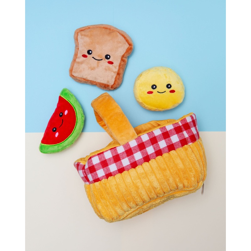 Picnic Basket Interactive Plush Dog Toy Set