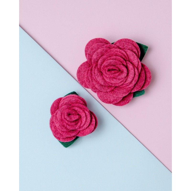Ruby Pink Rose Dog Collar Flower (Made in the USA)
