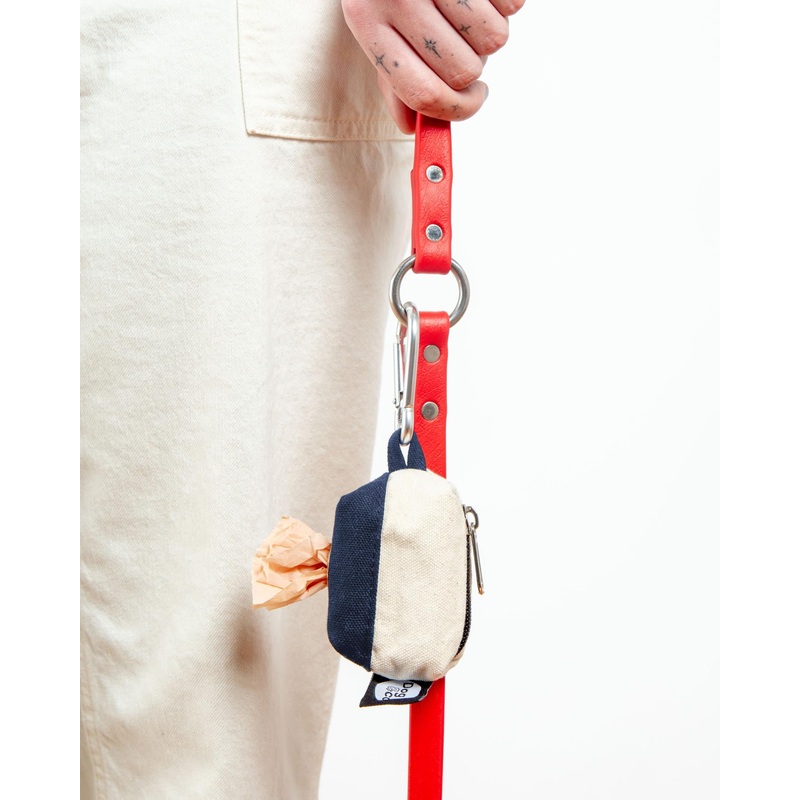 Canvas Clean-Up Poo Bag Roll Holder in Natural + Navy