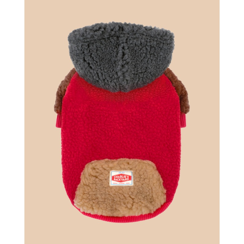 Cooper Plush Fleece Dog Hoodie in Red << FINAL SALE >>