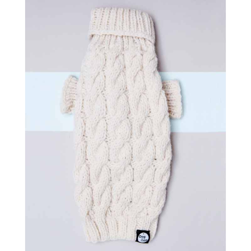 Downtown Roll Neck Dog Sweater in Natural
