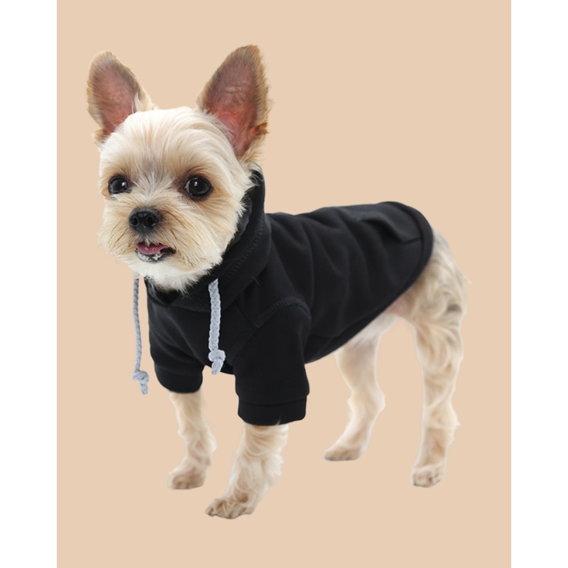 Drawstring Dog Hoodie in Black((FINAL SALE))