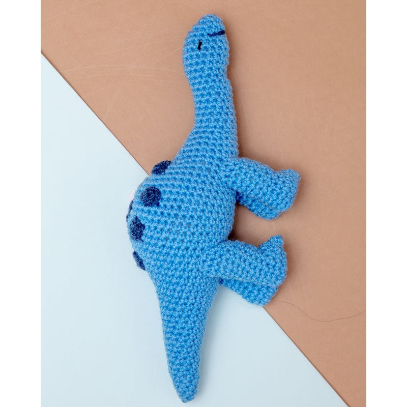 Hand-Knit Brontosaurus Squeaky Dog Toy