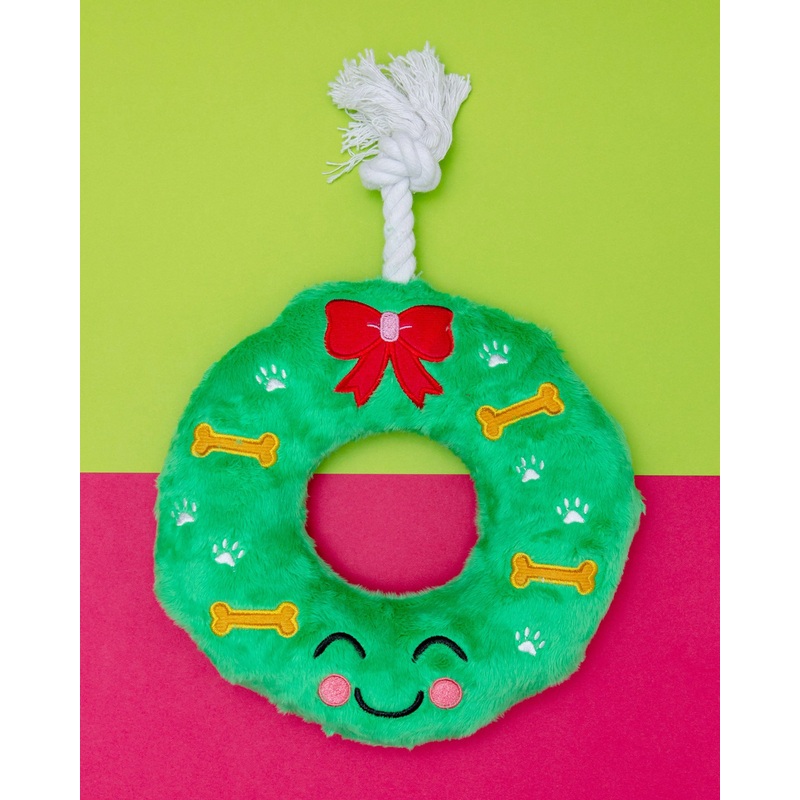 Happy Howliday Wreath Squeaky Dog Toy