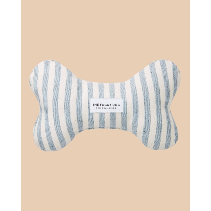 Upcycled Denim Stripe Bone Dog Squeaky Toy(Made in the USA)