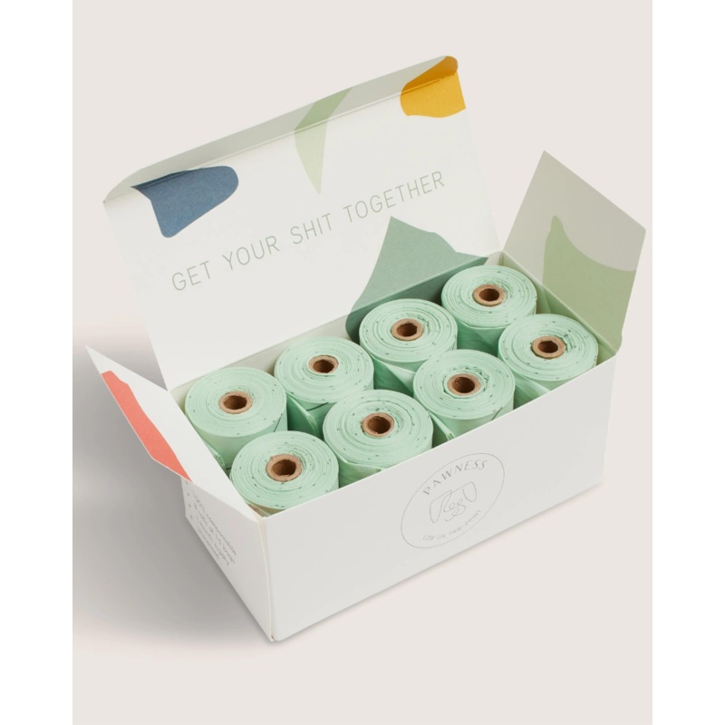 100% Compostable Dog Poop Bags (8 rolls)