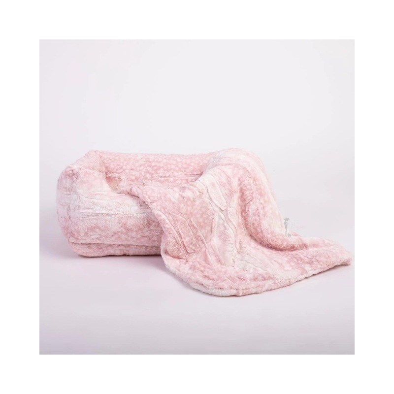 Cashmere Collection Faux-Fur Dog Bed in Pink Fawn (Custom/Direct-Ship) (Made in the USA)