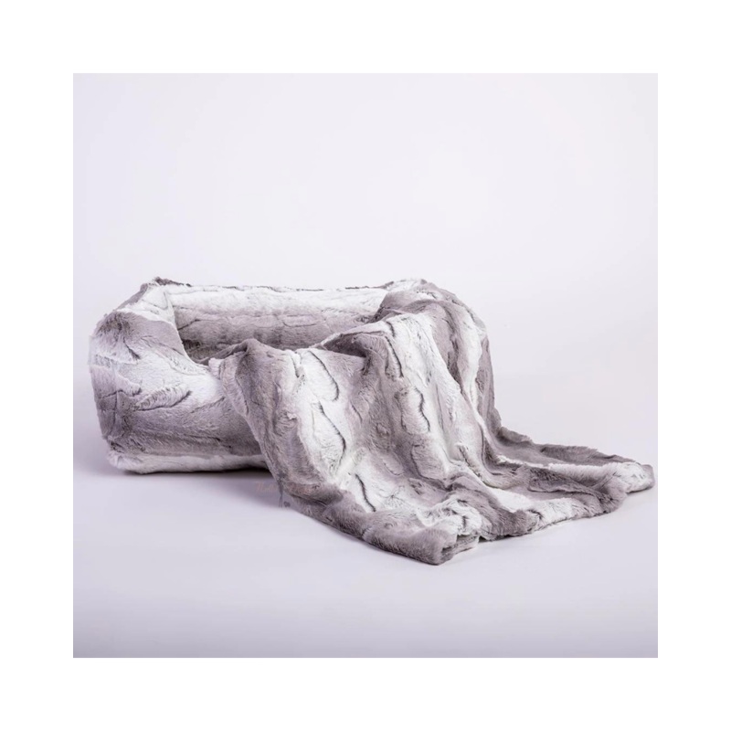 Cashmere Collection Faux-Fur Dog Bed in Soft Grey (Custom/Direct-Ship) (Made in the USA)