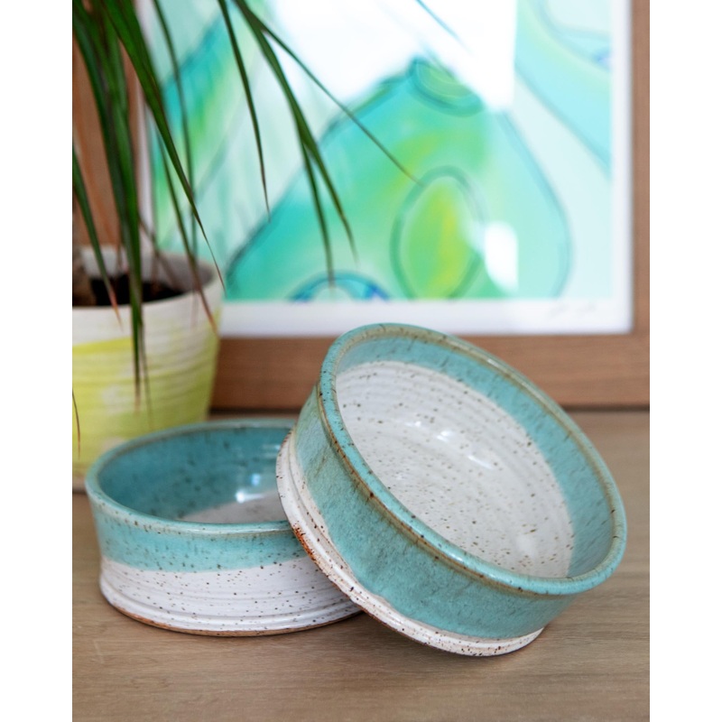 Ceramic Jade Dog Bowl (Made in the USA) (FINAL SALE)