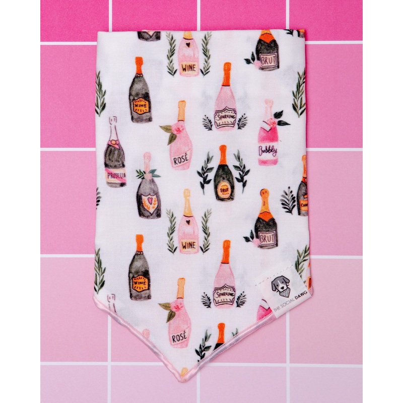 Champagne Bubbly Dog Bandana(Made in the USA)