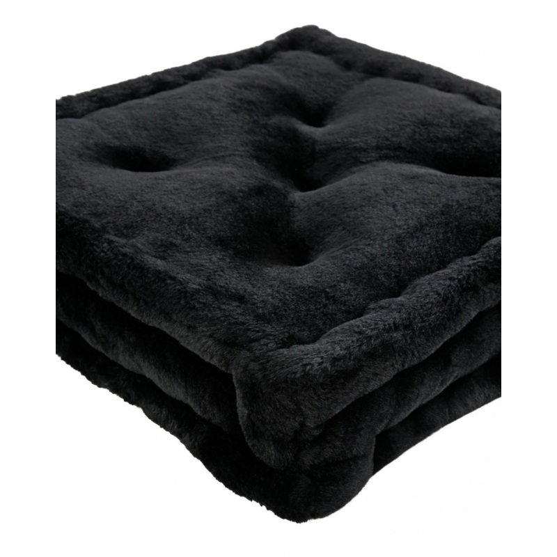 Claudia Faux Fur Mini Dog Floor Cushion in Black