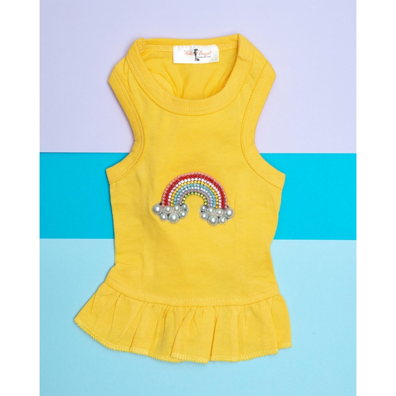 Rainbow Dog Dress in Yellow (CLEARANCE)