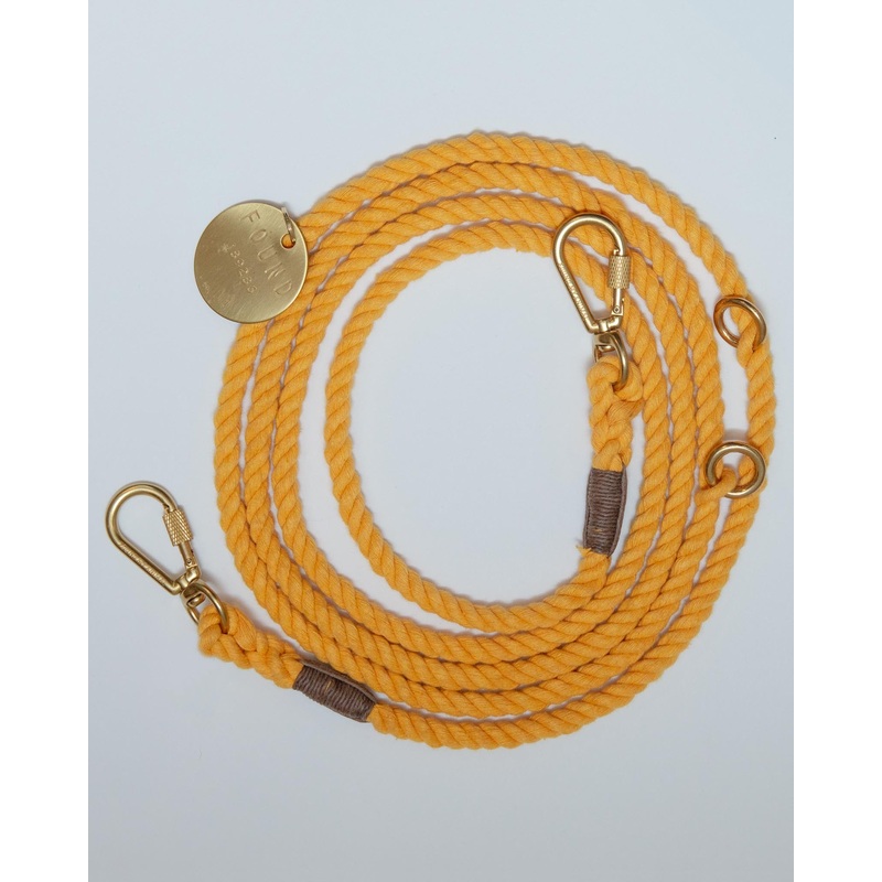 Adjustable Rope Dog Lead in Butter Yellow (Made in the USA)