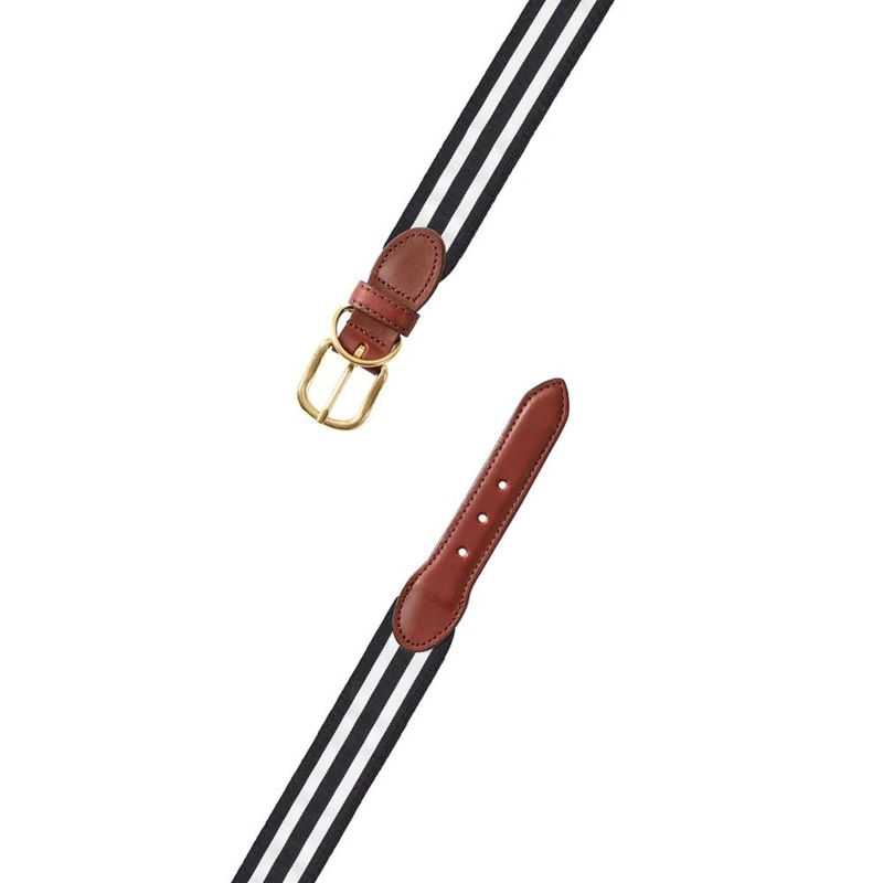 Black & White Stripe Ribbon Dog Collar (Made in the USA) (FINAL SALE)