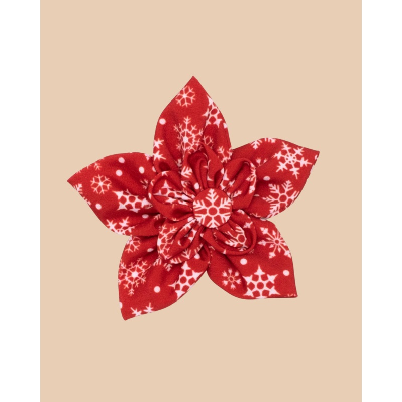 Christmas Collar/Harness Flower in Let it Snowflake