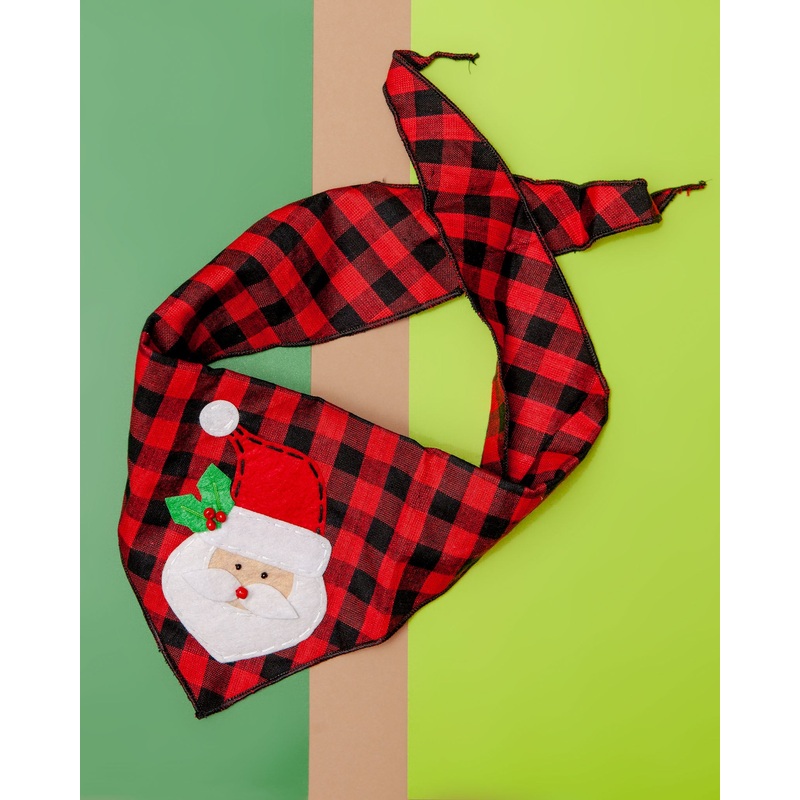 Santa Claus Buffalo Plaid Dog Bandana (CLEARANCE)