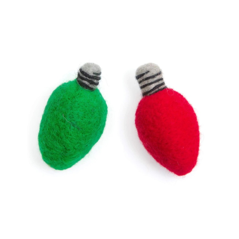 Traditional Christmas Light Bulb Cat Toys (Set of 2)