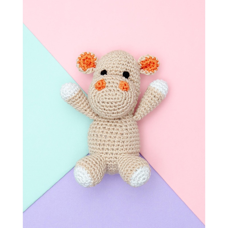 Hippo Squeaky Knit Dog Toy