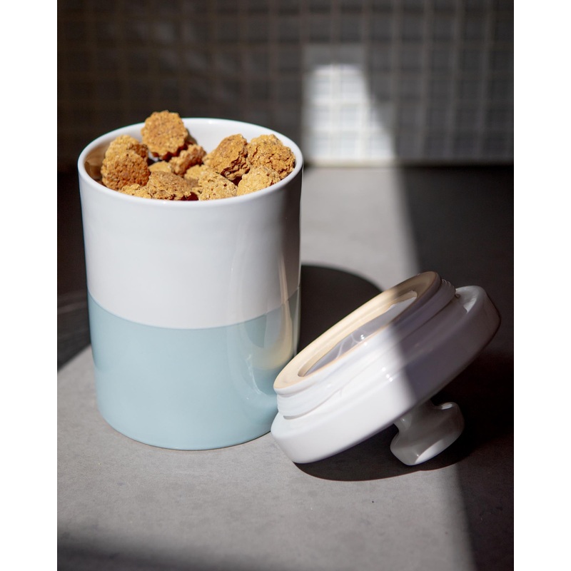 Ceramic Dog Treat Jar Dipped Color in Cloud