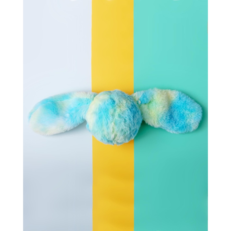 Fuzzy Wuzzie Squeaky Bunny Dog Toy in Blue and Green (Medium)