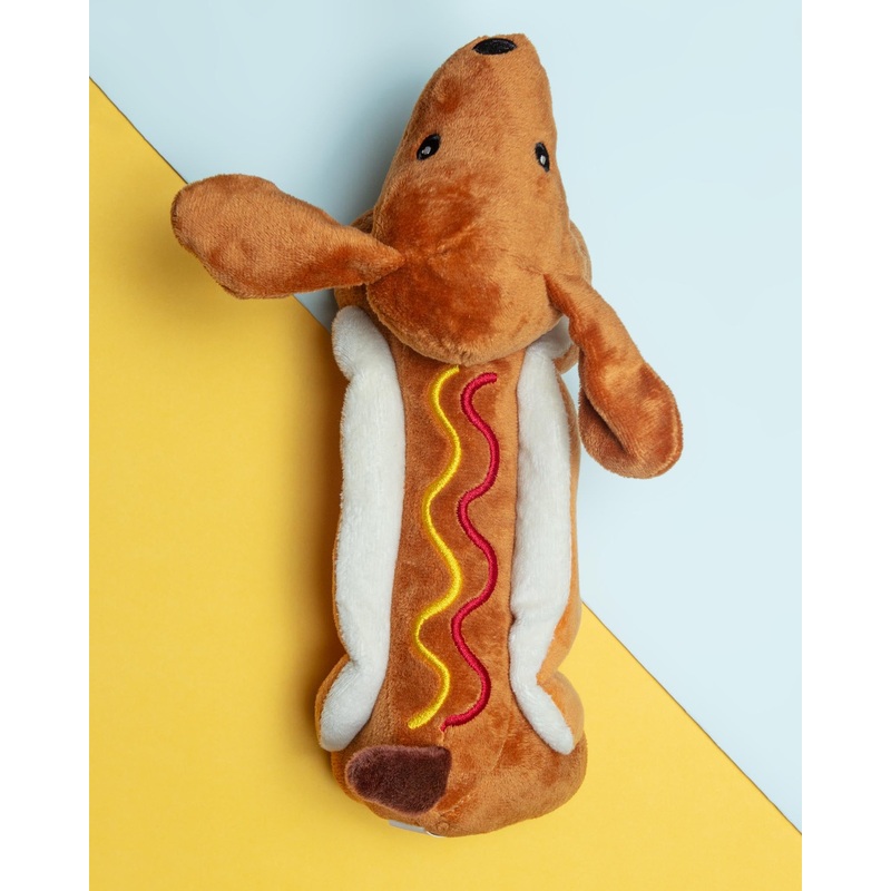 Hot Dog! Squeaky Plush Dog Toy (10)