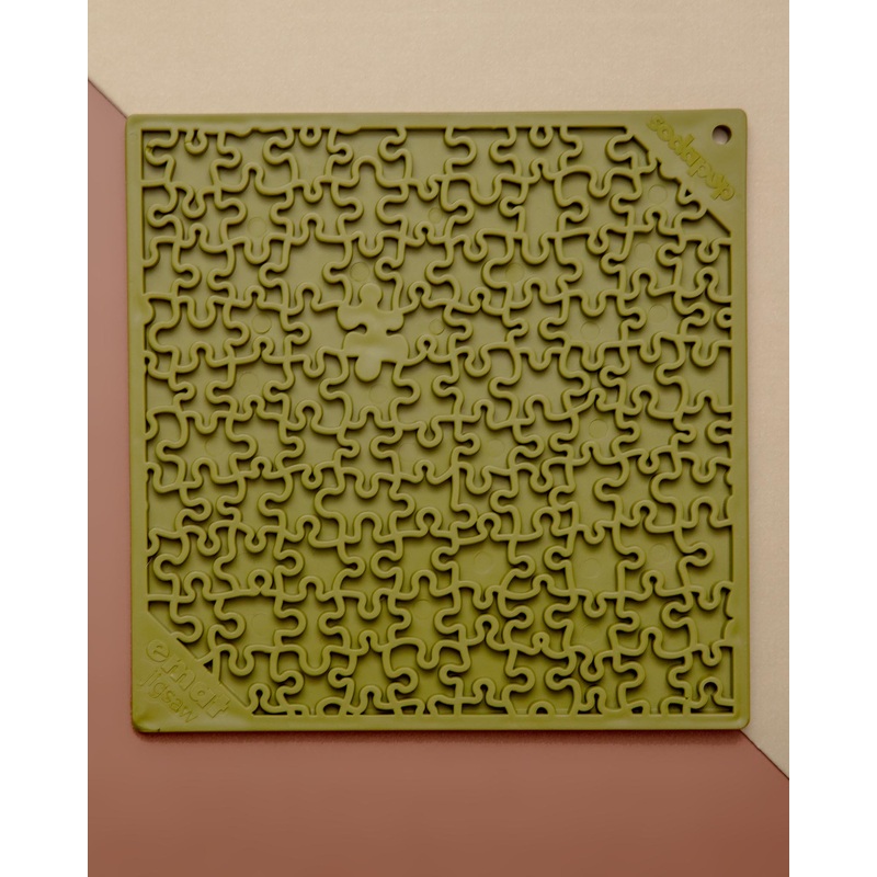 Jigsaw Design Dog Lick Mat in Green (Made in the USA)