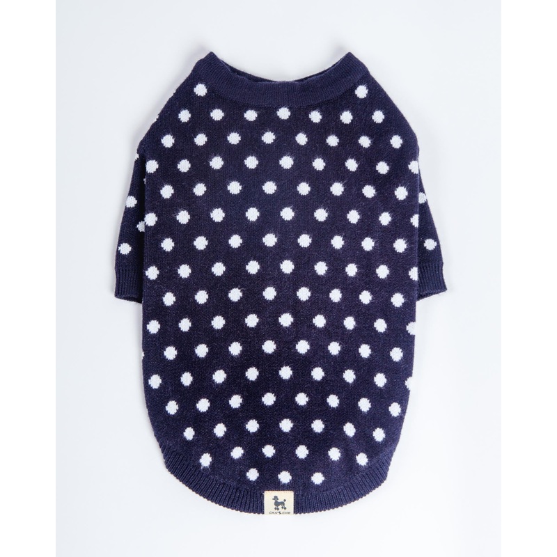Polka Dot Knit Dog Sweater in Navy (FINAL SALE)